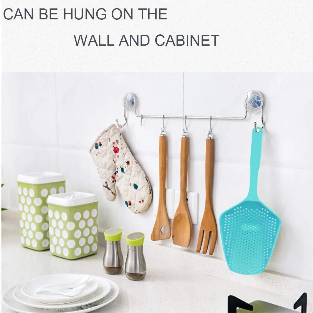 Nylon kitchen strainer with large scoop design for draining fried foods and soup
