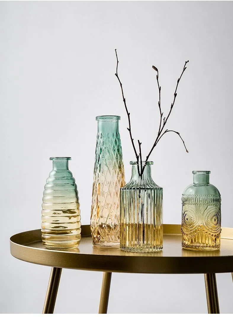 Electroplating colourful glass vase with bright gloss finish and thicker stable base, size 6.3x13cm