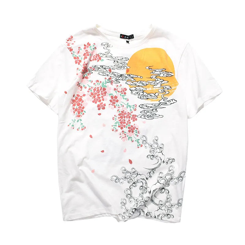 Embroidered men's cotton T-shirt with crew neck and short sleeves in Black, front view
