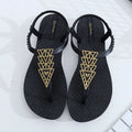Women's Bohemia flat sandals in black or brown, sizes 36-39, soft bottom, simple folk style.