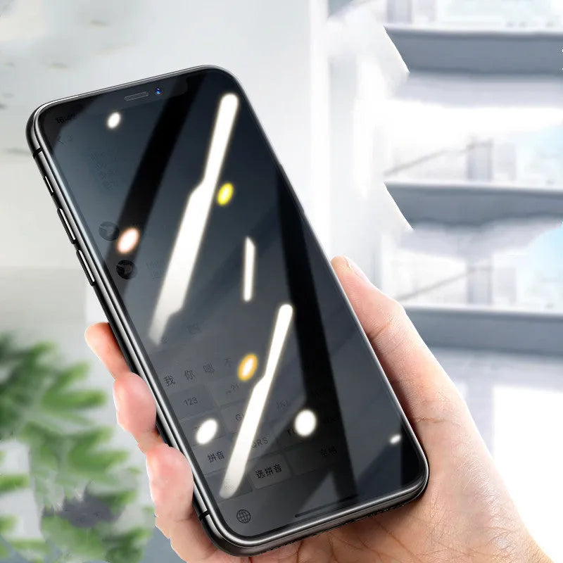 Tempered glass privacy screen protector for Apple iPhone with anti-reflective coating