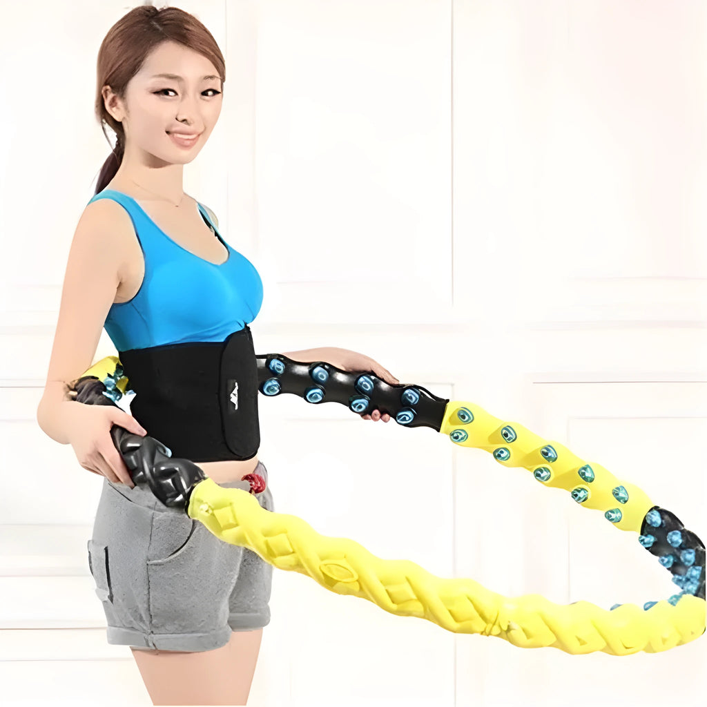 Yellow Magnetic Therapy Hoop 108cm segmented for portable storage and waist slimming exercise