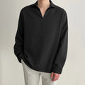 Men's loose lapels casual office shirt in polyester with non-ironing feature