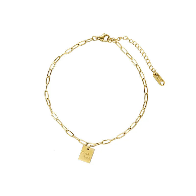 Titanium steel good luck letter anklet for women fashion chain