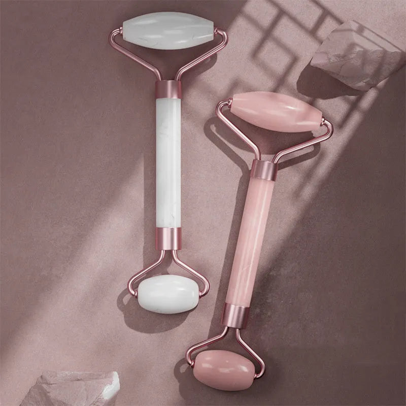 Scraping roll massager set with double-headed roller and scraping board in pink, white, green, black