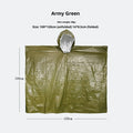 Waterproof military hooded raincoat in orange and army green, 100x120cm, for outdoor survival use