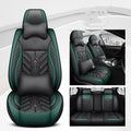 Full-leather car seat cushion with contrast stitching in Nordic Green colour with cotton filler