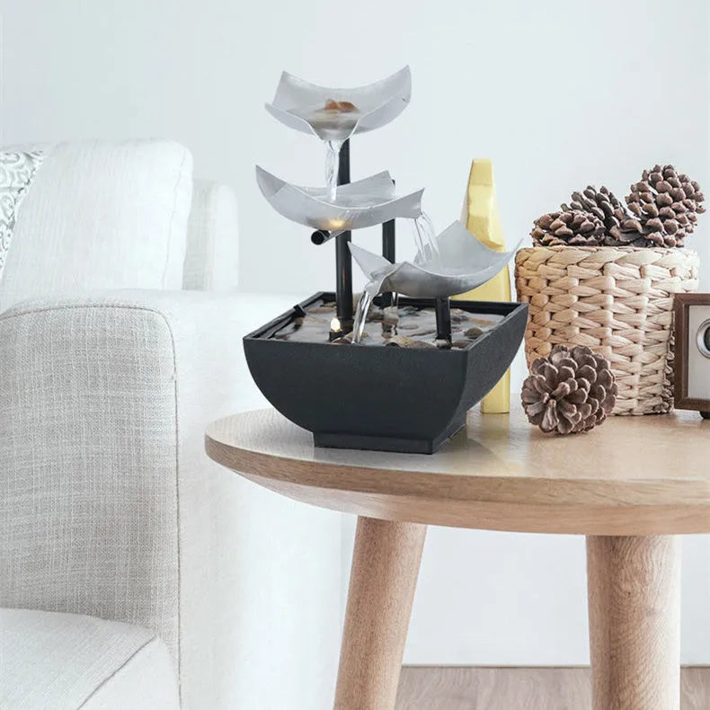 Modern minimalist desktop water fountain ornament in JR001 colour with alloy and plastic construction