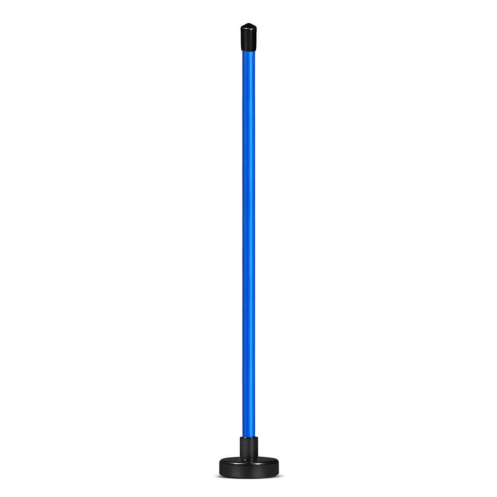 Red aluminium alloy golf swing trainer with magnetic baseball bar alignment tool on a green background.