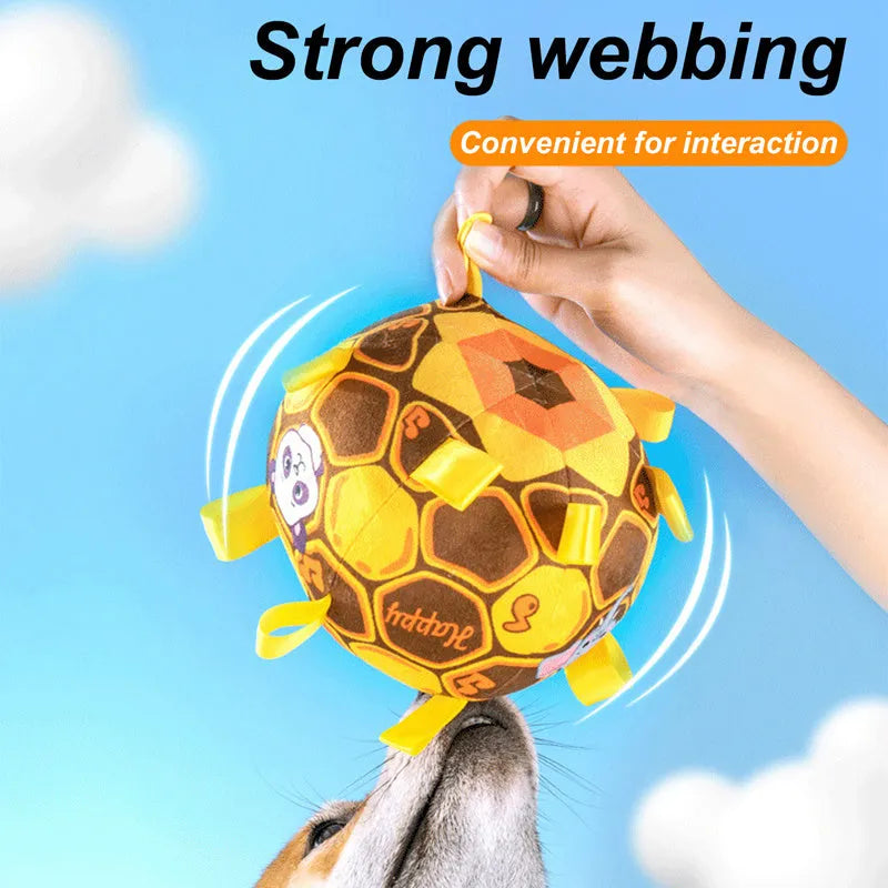 Bite-resistant plush dog toy with bells for aggressive chewers training in three colour options