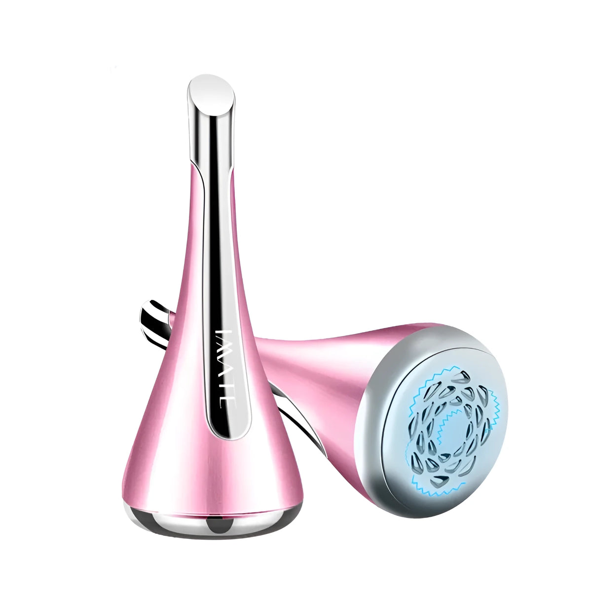Small dumbbell gyro facial massager in gold, white or pink, 9.8cm ABS body, 1000rpm vibration, 40Gs magnetic force.