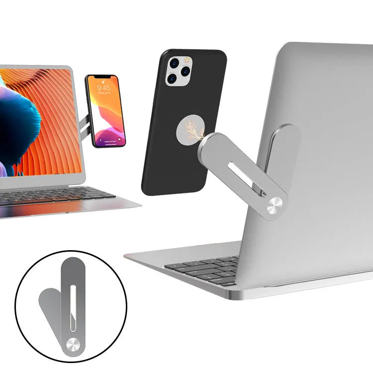 Silver cooling folding computer stand made of aluminium alloy and silicone pads for laptops under 16 inches