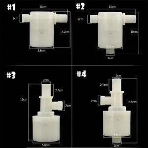 White nylon automatic float valve with three thread size options for purified water systems