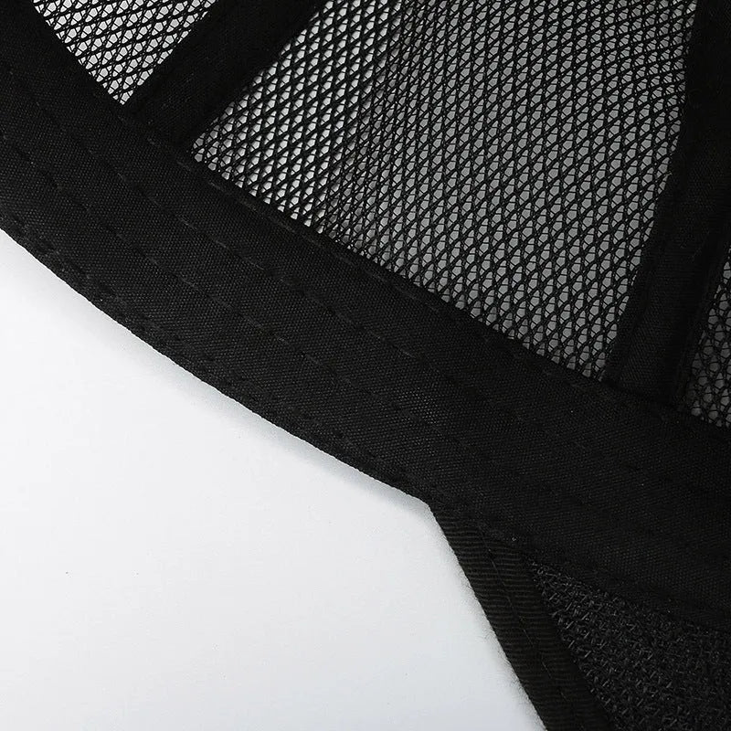 Men's cotton mesh baseball cap in Army Green with an adjustable strap, shown from the side.