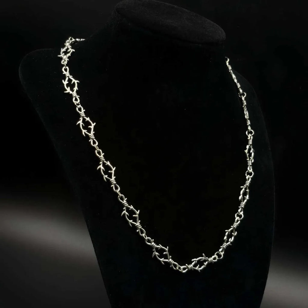 Gothic punk thorn necklace clavicle chain zinc alloy electroplated XLA160 geometric design