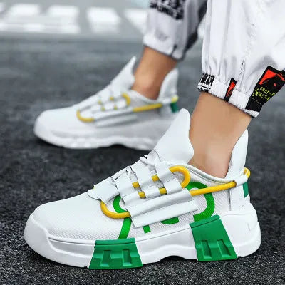 Platform sneakers with front strap, breathable mesh inner, MD sole, flying line upper, EU sizes 39-45