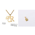 Stainless steel cross chain necklace with a single gold or silver coloured letter pendant.