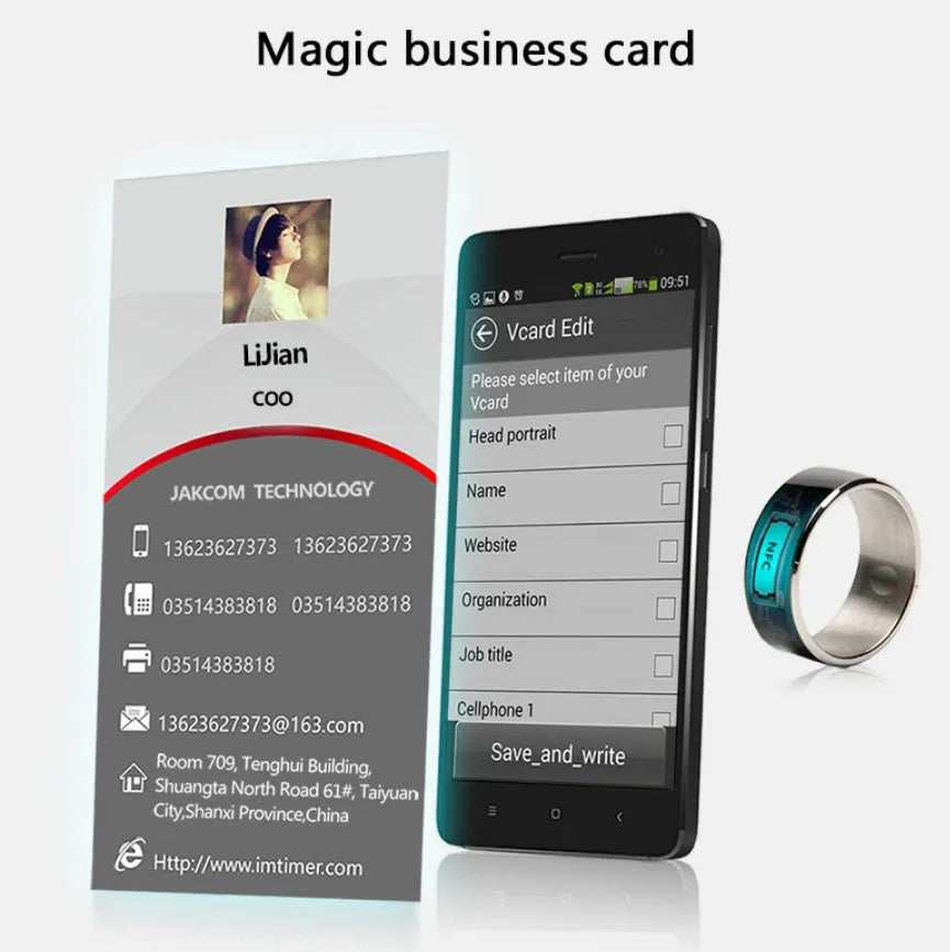 R3F Smart Ring NFC wearable with digital business card functionality in glazed black finish