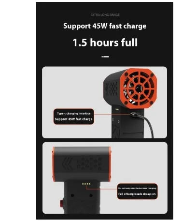 High-speed handheld cordless dust blower with aluminium alloy body, 500g wind pressure, 7.6x23.1x4.8cm size