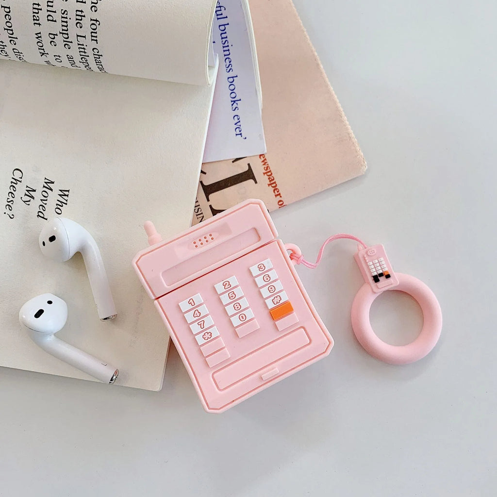 Silicone AirPods case for 1st and 2nd generation in pink or black with anti-knock cartoon cover