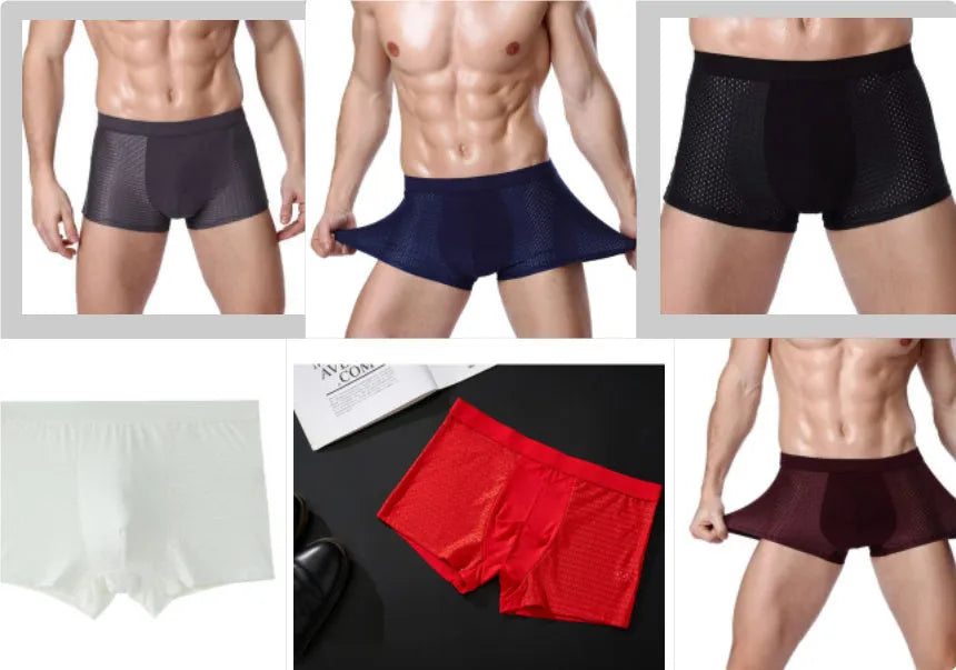 Men's solid-colour modal boxer briefs with a U convex design, shown in black.