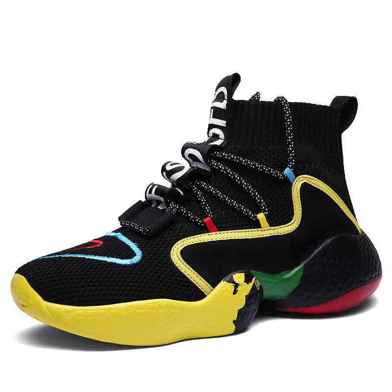 SPLASH mens hi-top winter sneakers with air mesh upper and plush lining in black colour option