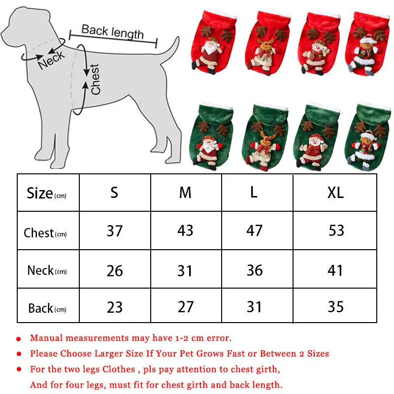 Christmas flannel dog hoodie in red with Santa Claus pattern for small medium dogs