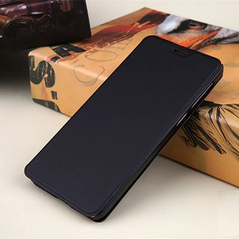 Black Xiaomi flip phone case in imitation leather for Mi series
