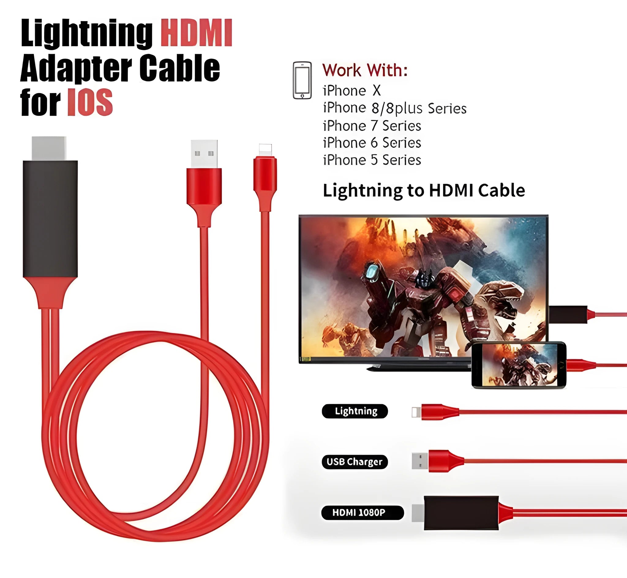 Lightning Digital AV Adapter in white for connecting iPhone iPad to TV projector or car screen with HDMI