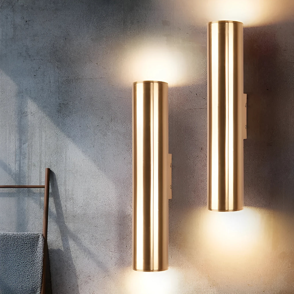 Iron vintage wall lamp with gold aluminium shade and LED light source for indoor use