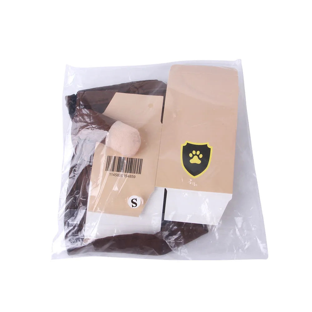 Coffee-coloured polyester pet clothing for outings in sizes S, M, L, and XL
