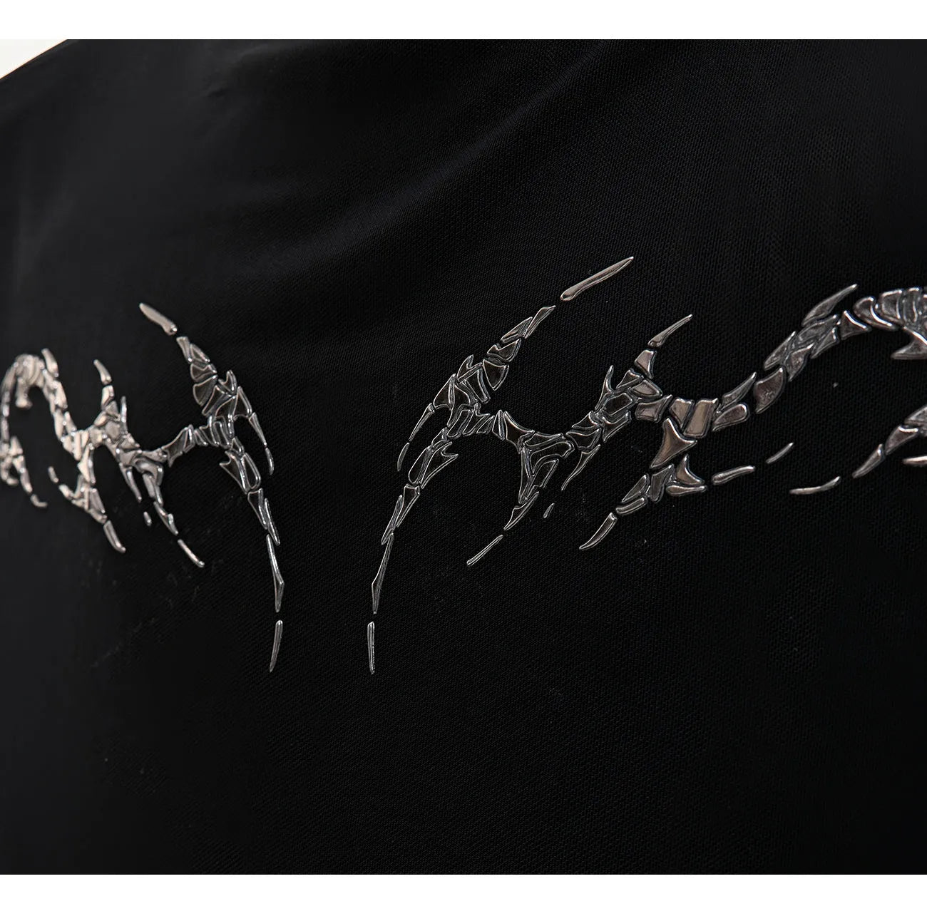 Men's black slim-fit long sleeve mesh bottoming shirt with a cooling fabric texture.