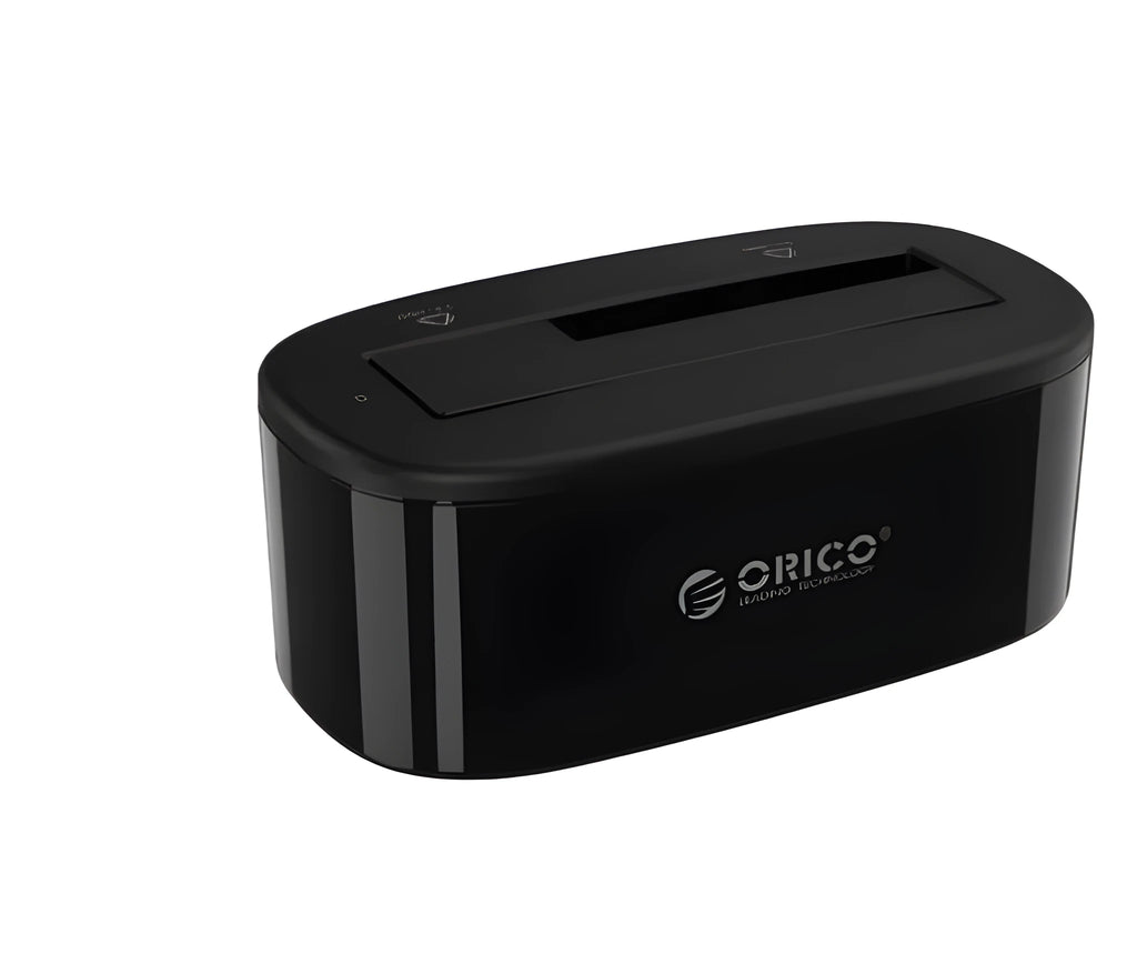 Portable Hardis black ABS external hard drive enclosure with blue LED indicator