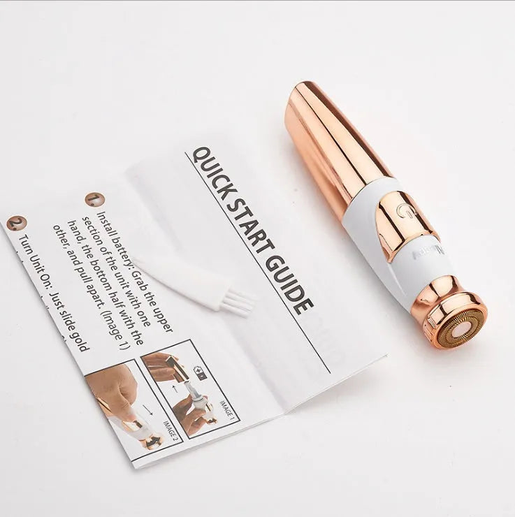 Gold lipstick electric shaver for ladies, ABS body with gold plating, dry battery, washable head, model AY-326.