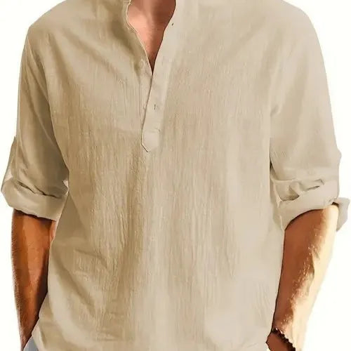 Men's casual printed shirt in polyester fabric on a hanger, showing one of eight available colour codes.