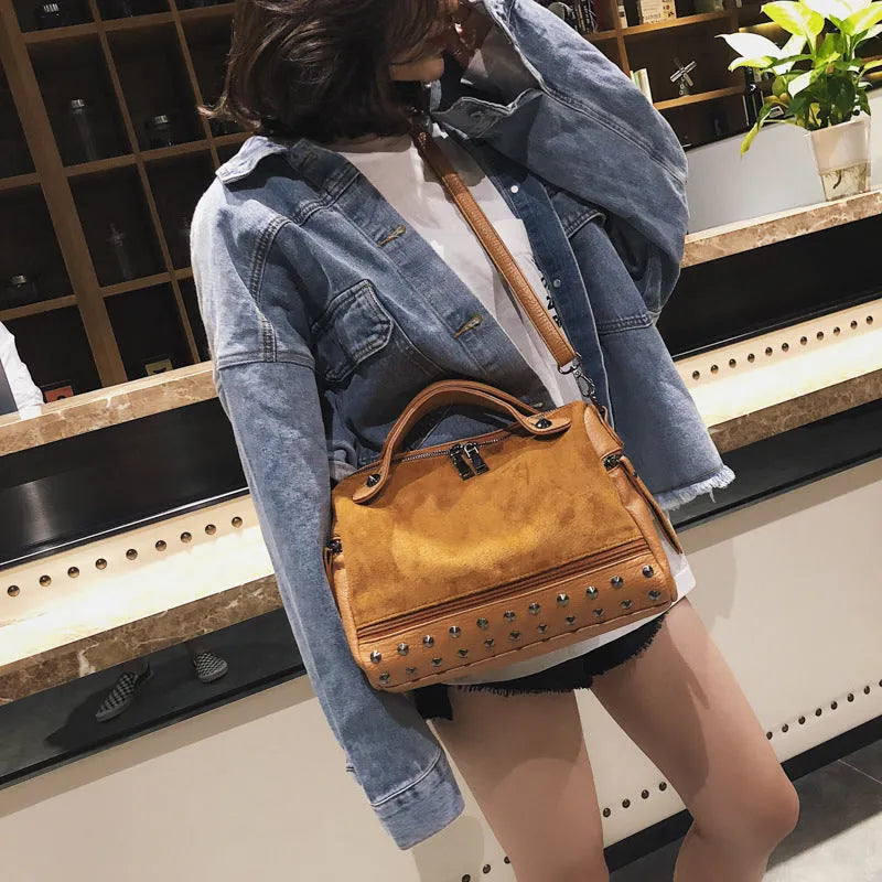 Soft PU leather casual tote shoulder bag for women in black, showing large capacity and zip closure.