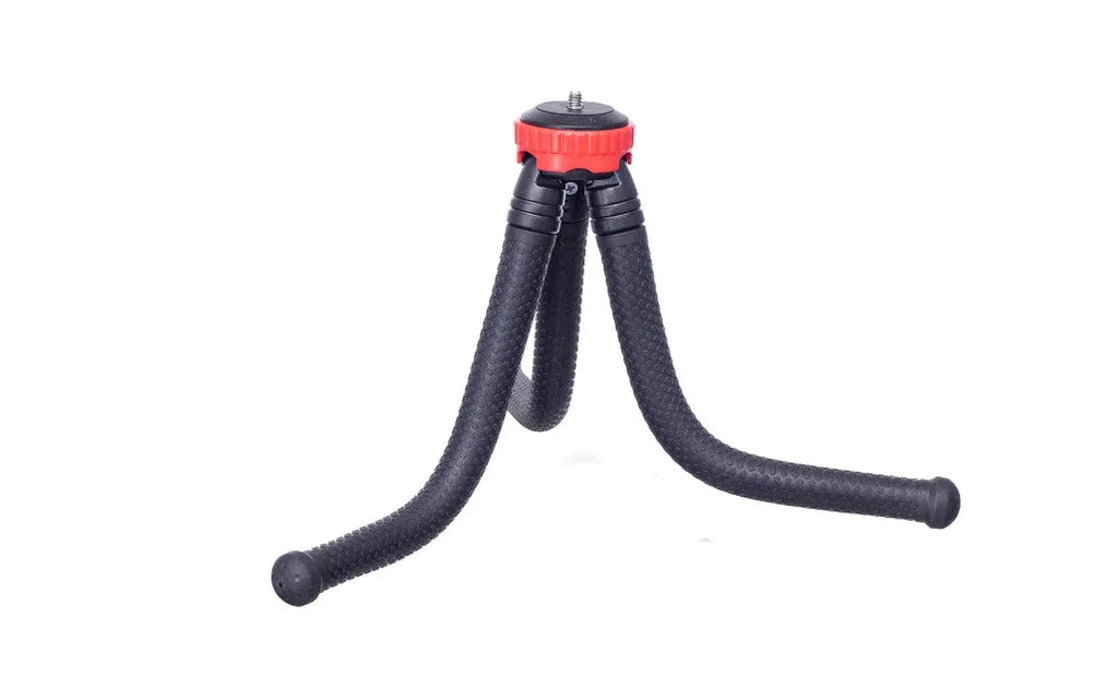 Black flexible octopus leg tripod with spherical gimbal head extended to 30cm.