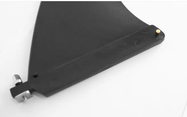 SUP paddle with large removable plastic fish fins on a white background