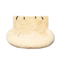 Beige thick thermal pet mat placed on a car seat, showing its size and cloth texture.