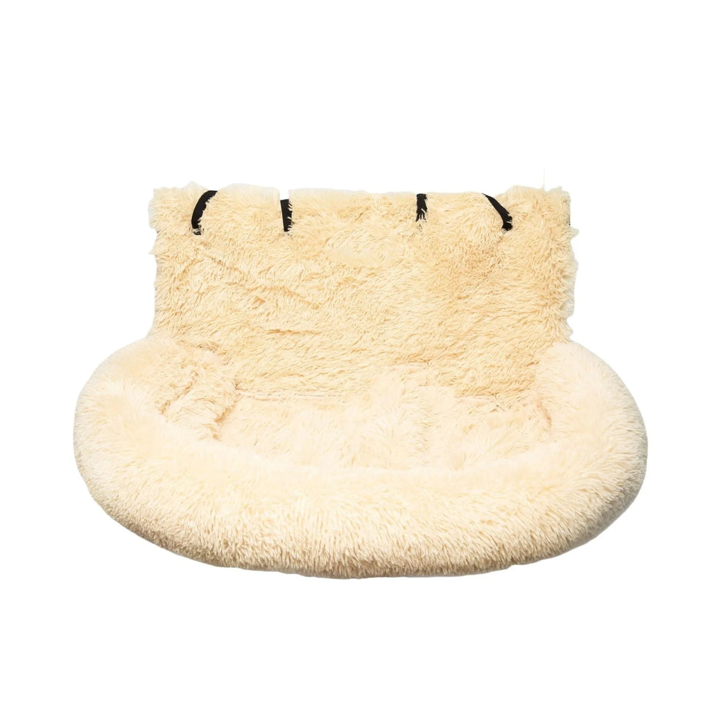 Beige thick cloth pet mat shown on a car seat next to a dark grey version.