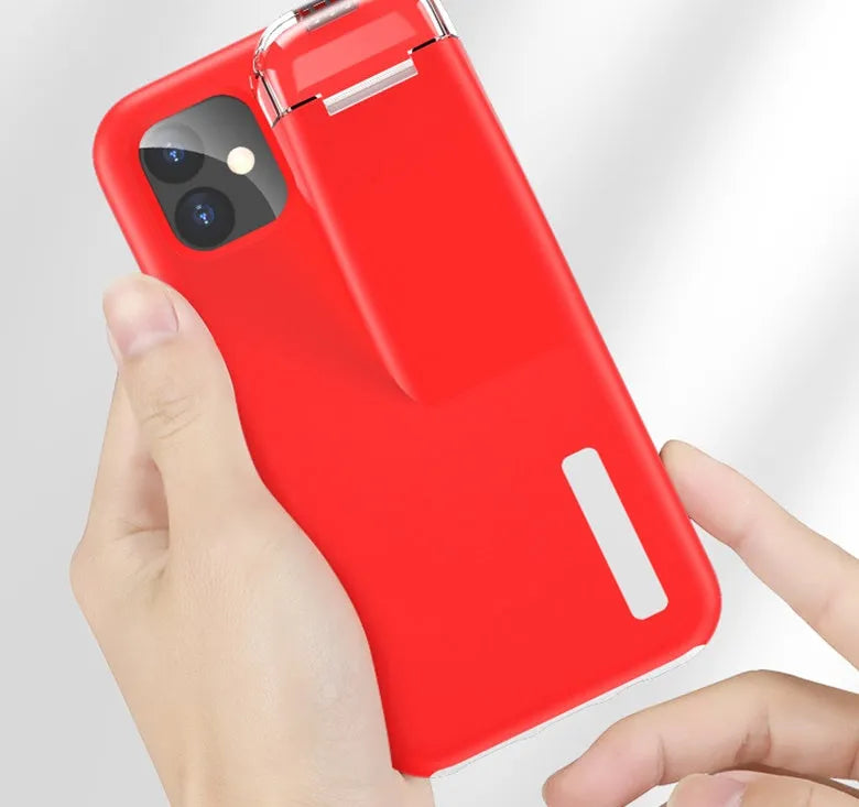 Matte acrylic and silicone AirPods charging case cover with iPhone edge protection in black colour