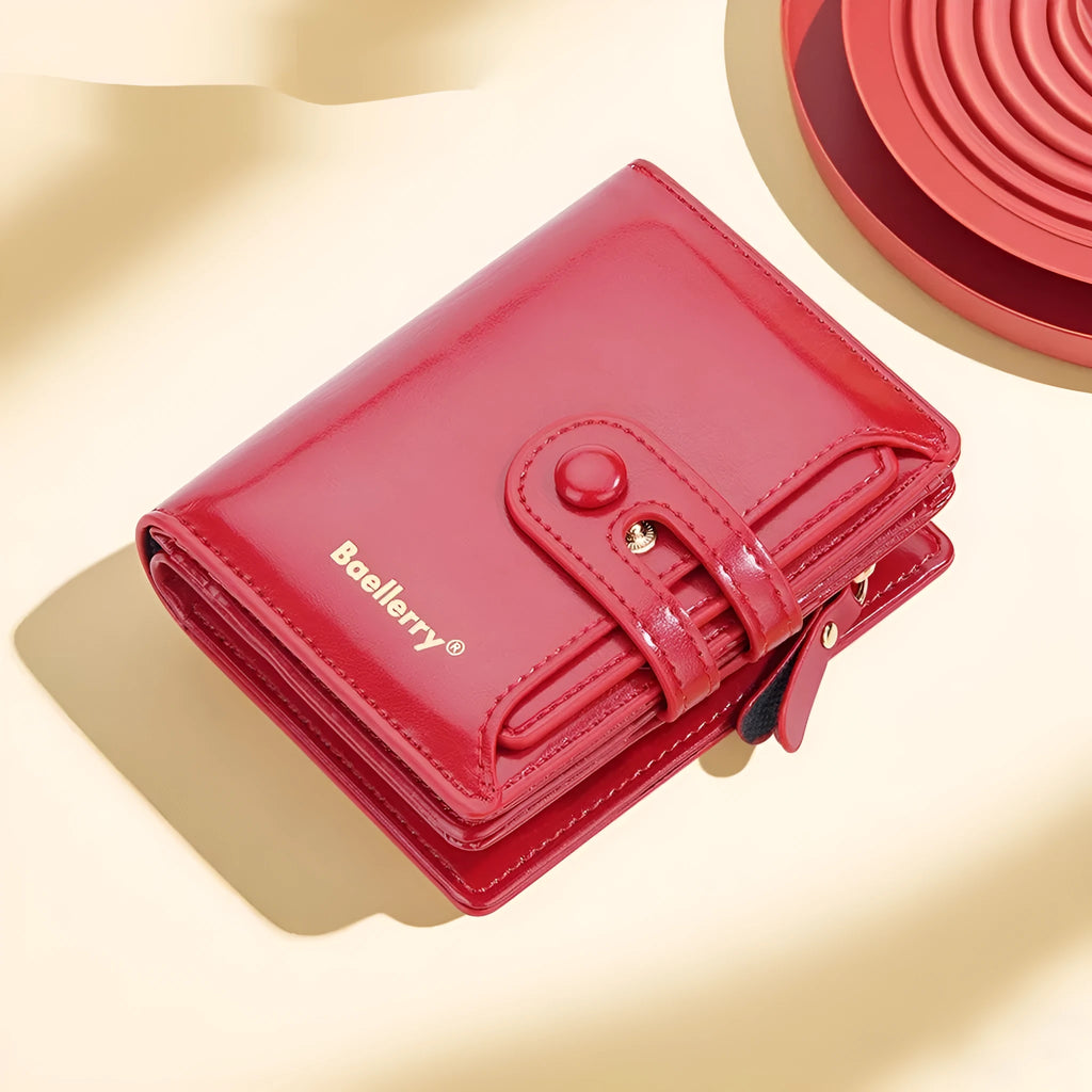 Women's PU leather card holder wallet in multiple colours showing card slots and zipped coin compartment