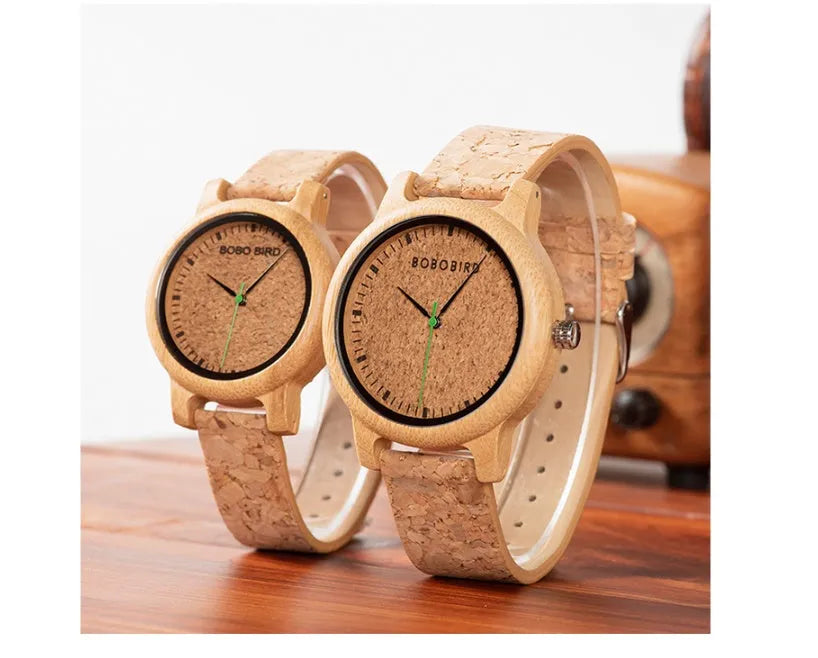 BOBO BIRD bamboo watch M11 M12 with natural wooden case and Hardlex glass face