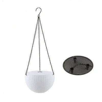 210mm diameter plastic hanging basket with inner tank and metal chain in choice of seven colours