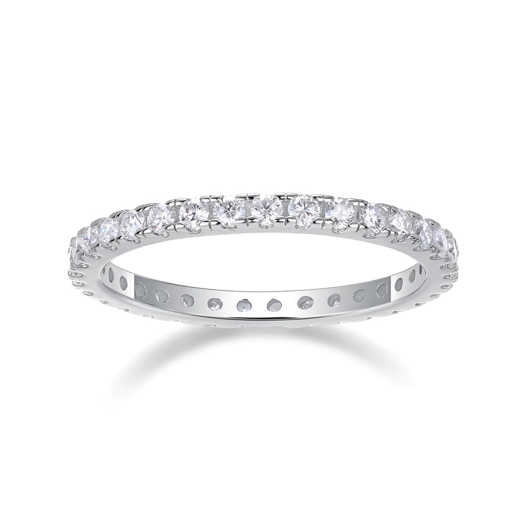 Daytime moissanite wedding ring set in gold and rose gold, S925 silver with platinum plating, sizes 5-9, gift box included