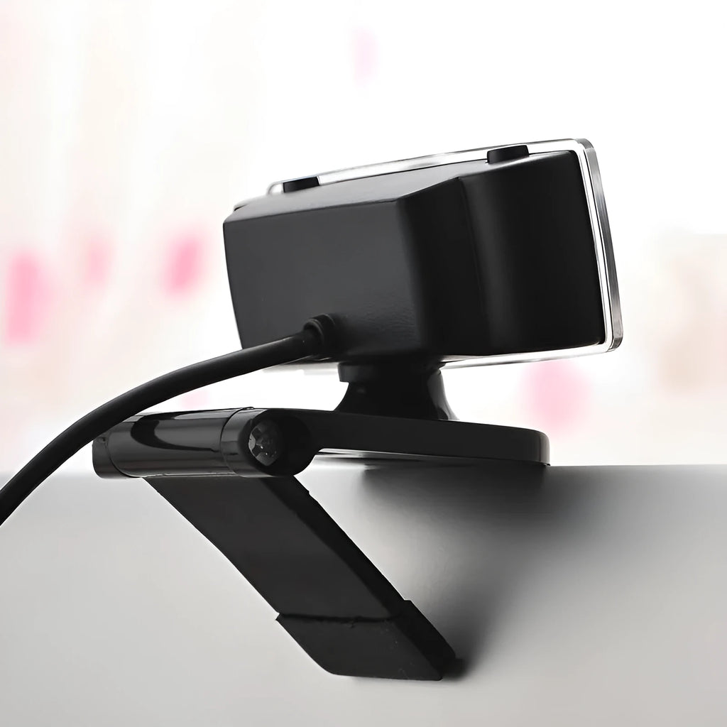 Black plastic HD computer camera with USB cable for notebooks, 13x13x8 cm