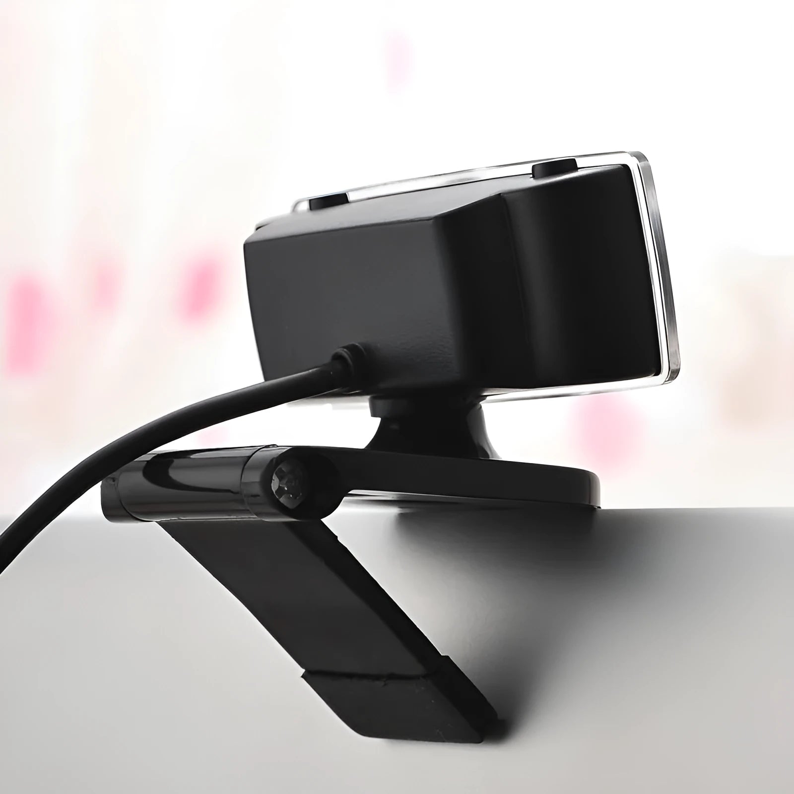 Black plastic HD computer camera with USB cable for notebooks, 13x13x8 cm