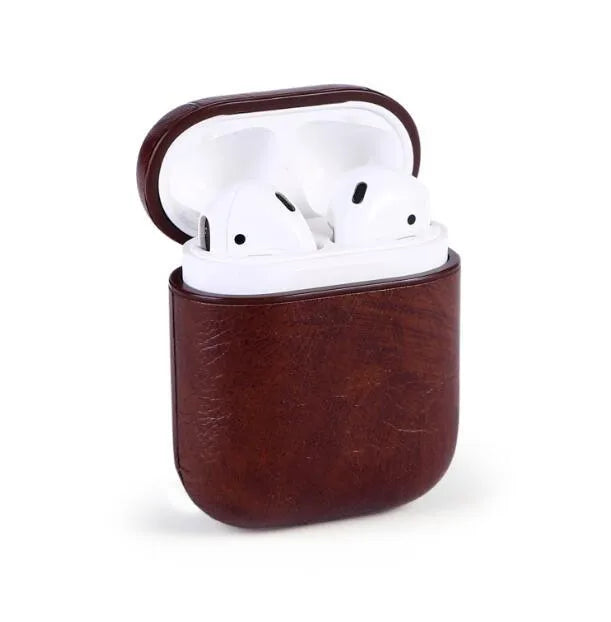Genuine leather protective case bag for Apple Airpods earphones in multiple colours.