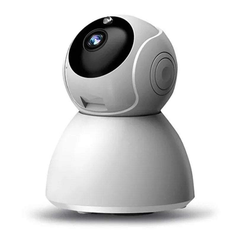 White wireless WiFi dome security camera with 2 megapixel CMOS sensor, supporting 64GB memory card and remote viewing