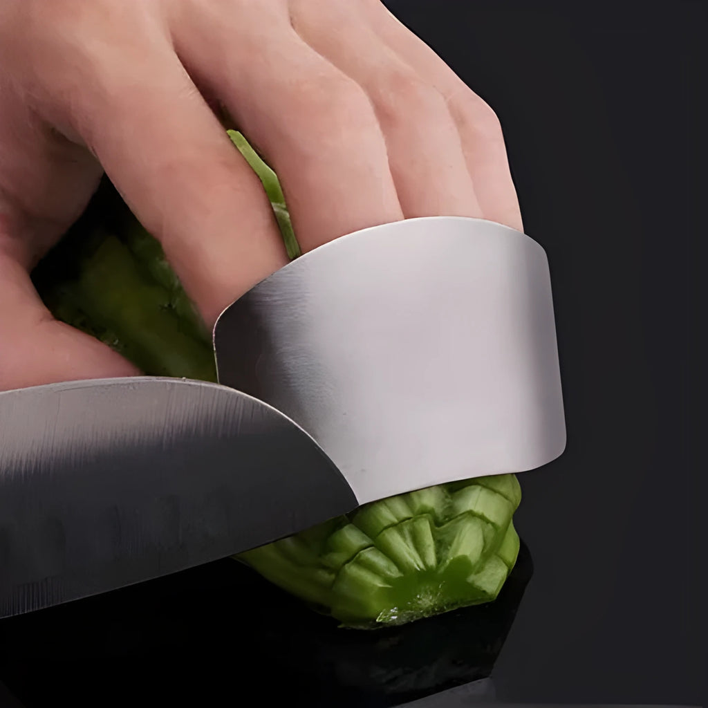 Stainless steel finger guard for kitchen vegetable cutting protection in single and double finger sizes